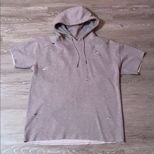 Men’s distressed shirt sleeve hoodie